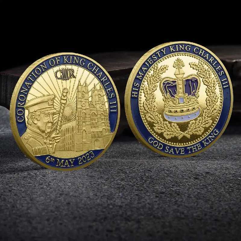 The King of England Charles III Gold Plated Commemorative Coin Set UK Royal Challenge CoinsSouvenir Craft GiftXJ250214