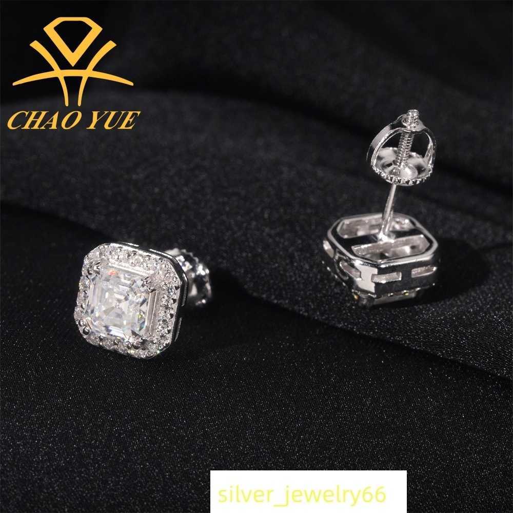 High quality 925 sterling silver vvs moissanite earrings with exquisite craftsmanship and high-quality moissanite princess square earrings jewelry
