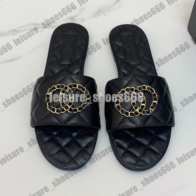 Designer Slippers leather sandals anti slip herringbone slippers luxury brand diamond checkered beach flat shoes Style Slides