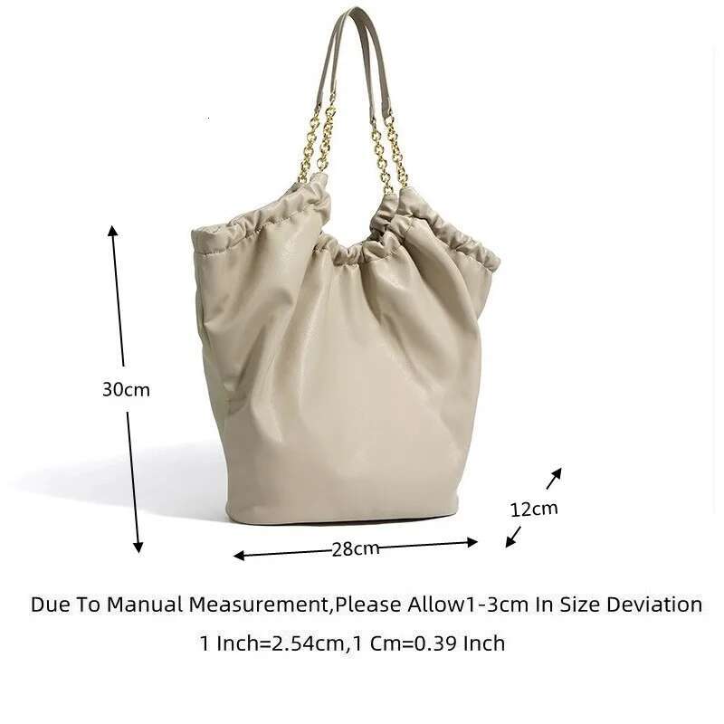 Slouchy Style Big Capacity Leather Handbag Purse Tote For Women Solid Color Fashion Shoulder Trendy Soft Cowhide Pleated Bag
