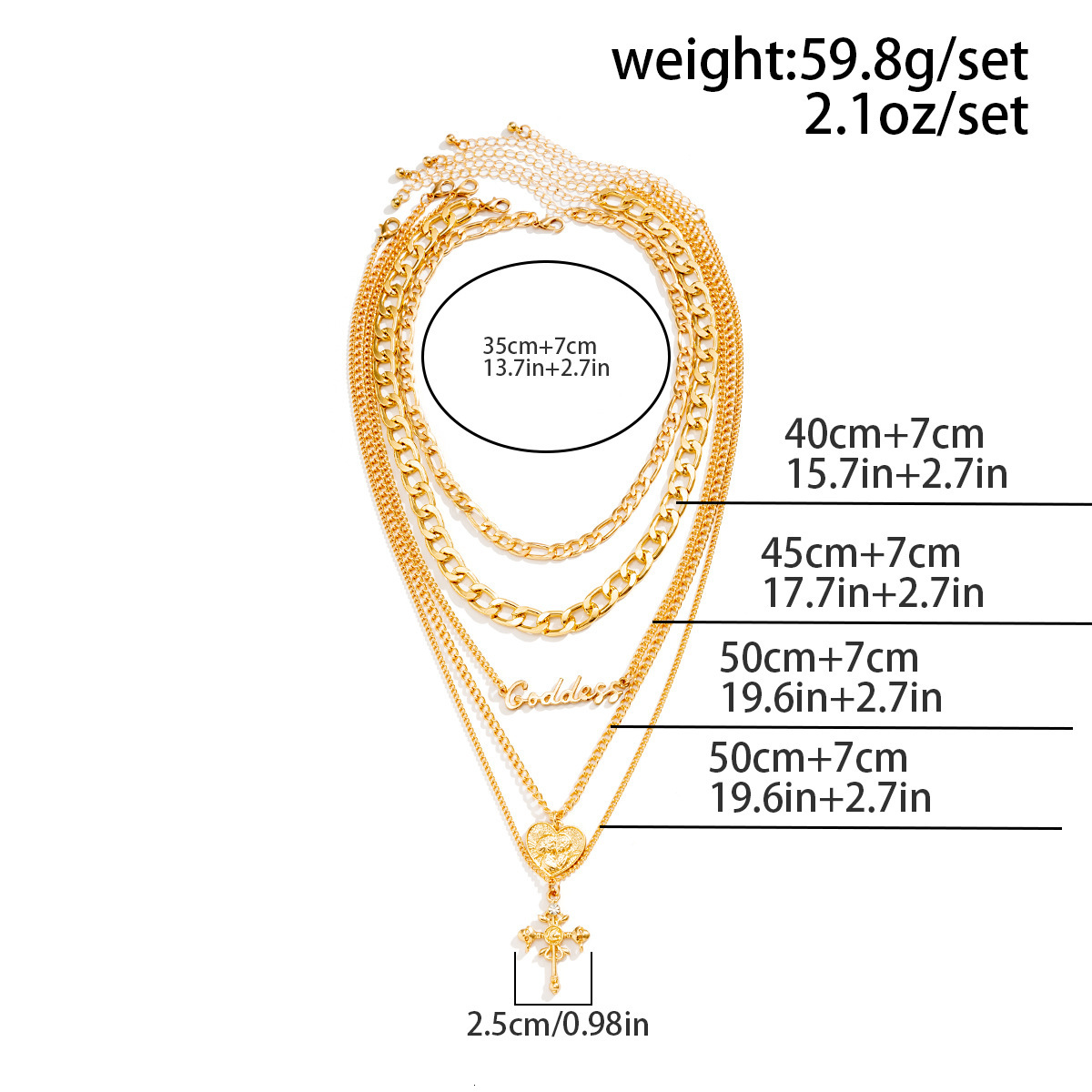 Woman Jewelry multi-layer portrait cross pendant fashion with hip-hop style letter chain necklace for women