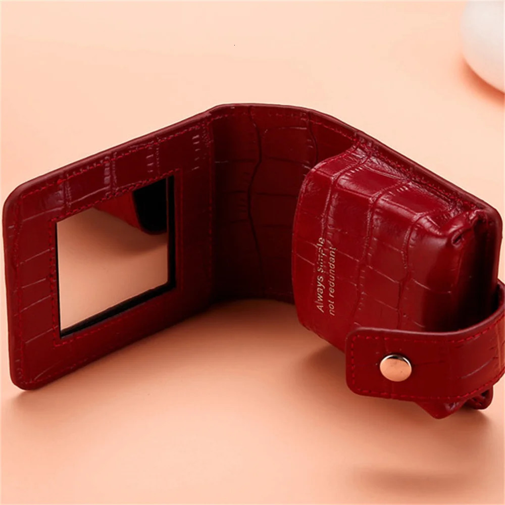 Lipstick Cosmetic Bag with Mirror Women Travel Makeup Bag Pattern Pu Mini Toiletry Organizer Pouch Storage Makeup Case 250207