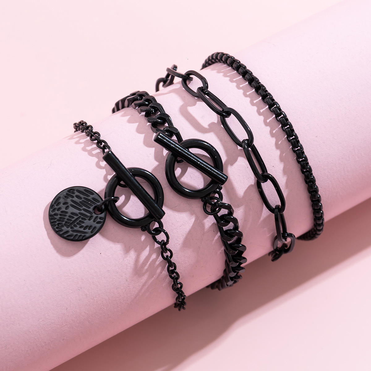 fashion Jewelry Sweet Cool Black Halloween Coin Pendant Set Personalized Cross designer Bracelet