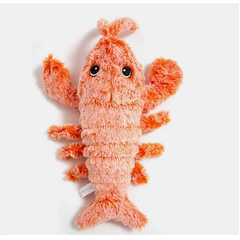 Animal Electric Jumping Shrimp Cat Lobster Washable Stuffed Toys Vibration Sensor Cats Toy Pet Dog TeasingT250214