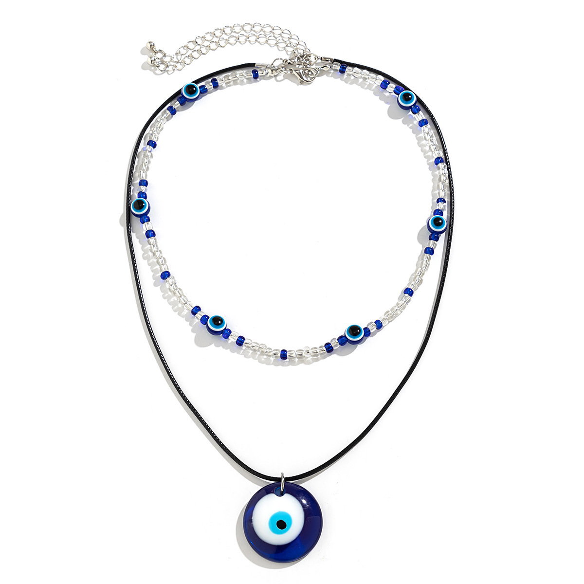Fashion Woman Blue Eyes Beaded Jewelry Ethnic Controversy Semitic Women's Necklace