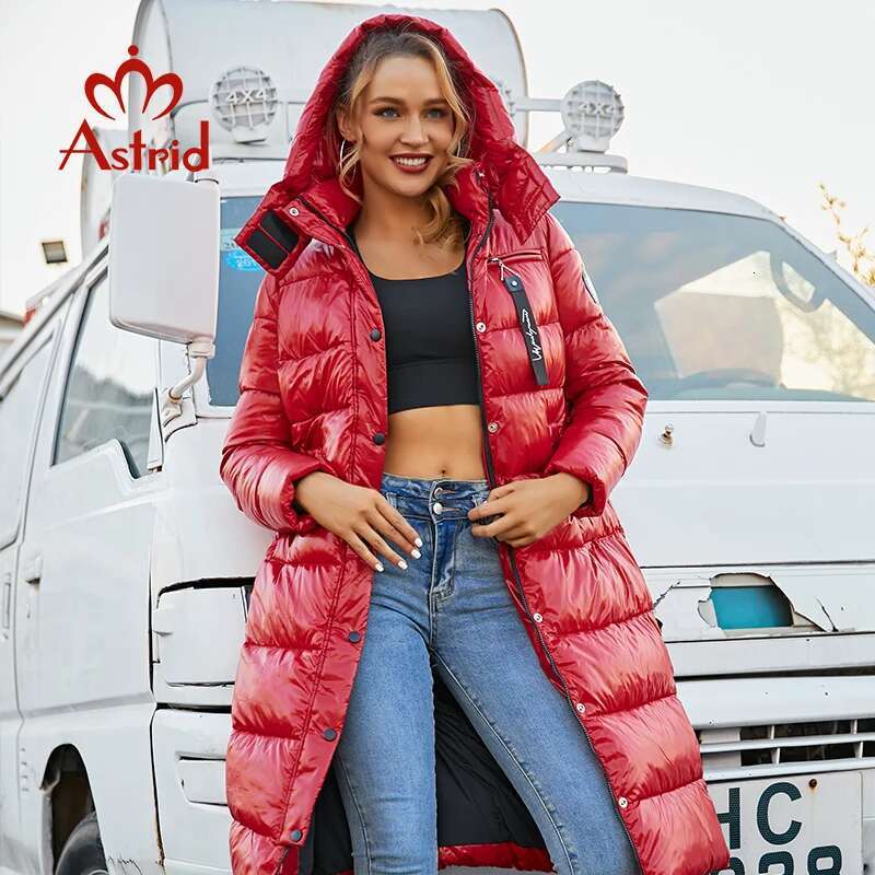 Astrid 2022 New Winter Women's Coat Women Long Warm Parka Bright Fabric Fashion Jacket Hooded Plus Size Female Clothing 9510