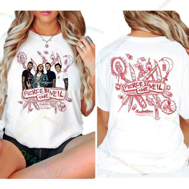 Pierce Veil Rock Band Fun Men's T-Shirt Aesthetic Clothing Women's Summer Short Sleeve Top 2024