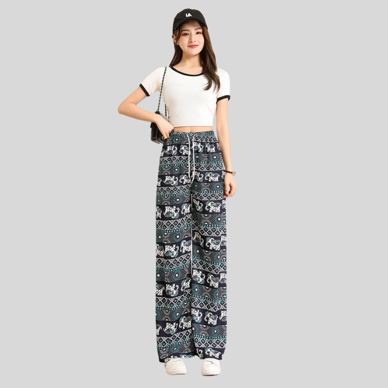 New Elephant Wide Leg Pants Women's Summer Thin High Waist Drop Straight Loose Casual Pants Mopping Pants