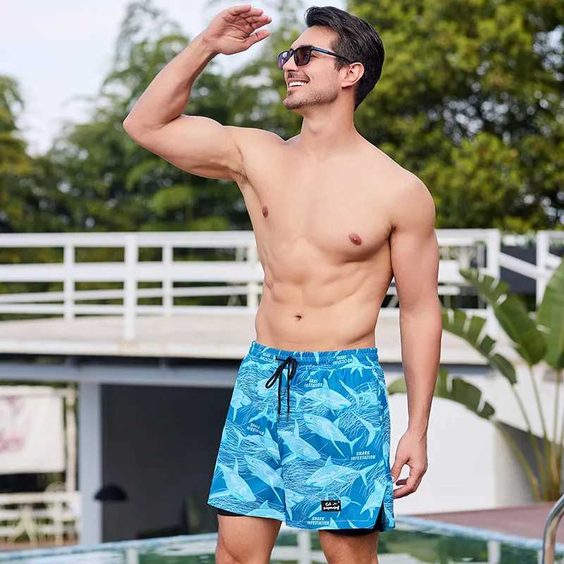 2024 New Swimming Trunks To Prevent Embarrassment New Quick-drying Boxer Swimsuit Hot Spring Beach Pants Mens Summer Fashion W250214