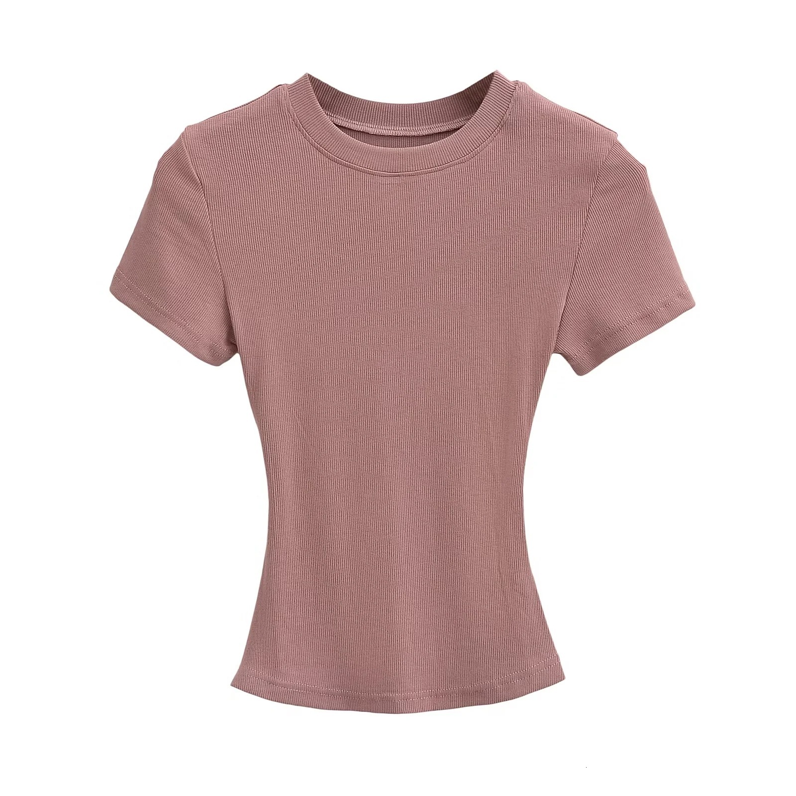 Designer Free Shipping Sexy Small Round Neck Short Sleeved Women T-shirt 2025 Summer Skiing Solid Color Baseline Top