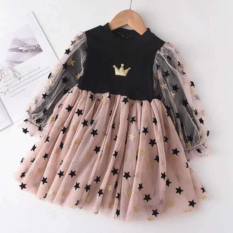 Bear Leader Lace Baby Girls Dress Long Sleeve Dresses Summer Weddings Kids Birthday Par Princess Dress Children Tulle Vestidos Z250214