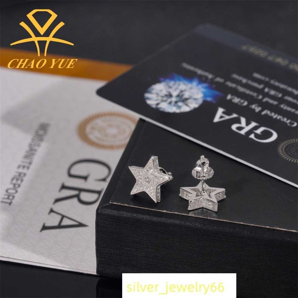 New minimalist star 925 silver vvs vs. moissani personalized earrings best-selling Hip hop earrings