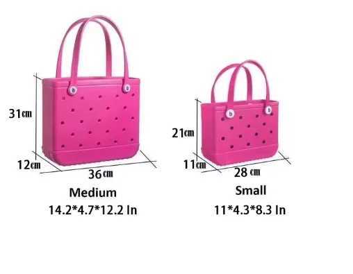Solid Fashion Hole Durable Waterproof Beach Bag Fashion Rubber Handbag Beach Boat Swimming Sports Shopping Portable Eva HandbagsC250214