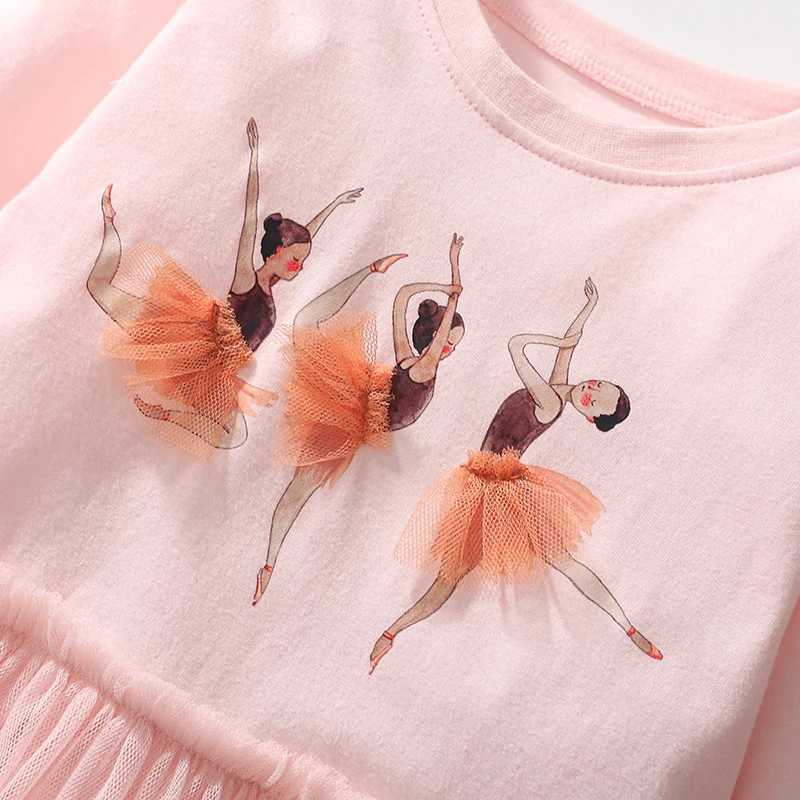 Little maven Kids Clothes Childrens Clothing 2024 Autumn Cotton Baby Girls Ballet Dancer Long Sleeves Dresses 2-7 year Z250214