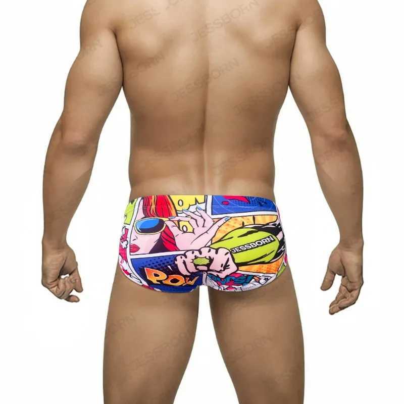 Summer Cartoon Comics Print swimwear Beach Sexy Low Wait Swimming Briefs Surf Beach Boxer shorts Jammer Surfing Trunks Swimsuit W250214