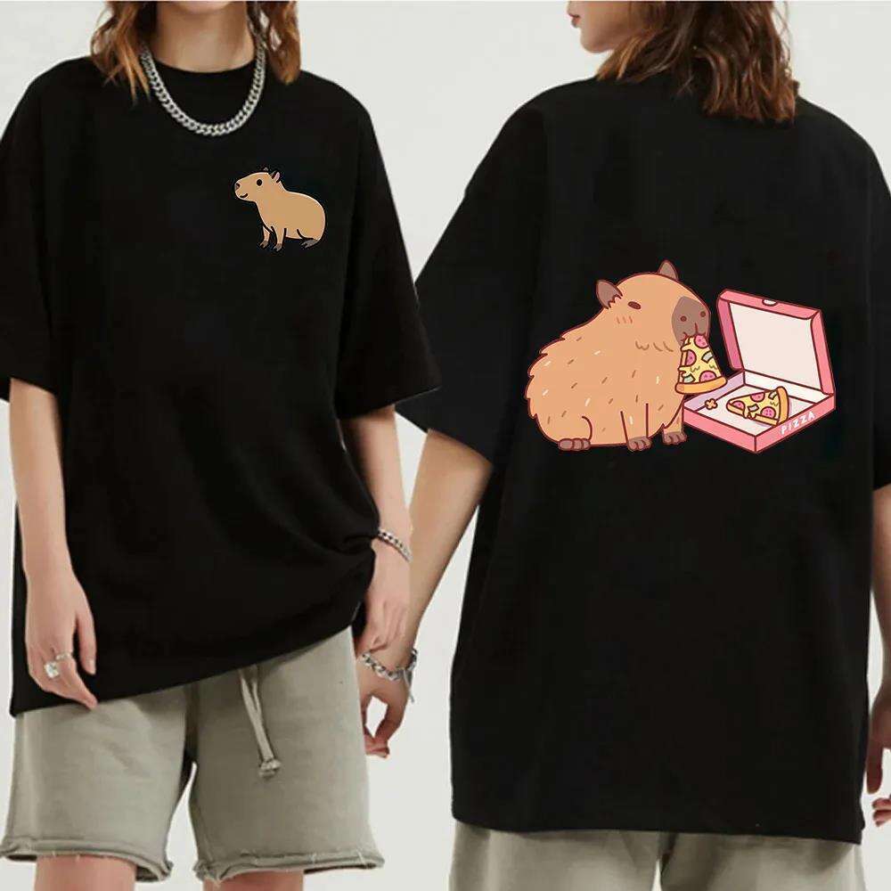 Funny Animals Capybara Cartoon Print T Shirt Womenmen Cotton Plus Size Tops T-Shirt Y2k Unisex Fashion Haruku Tees