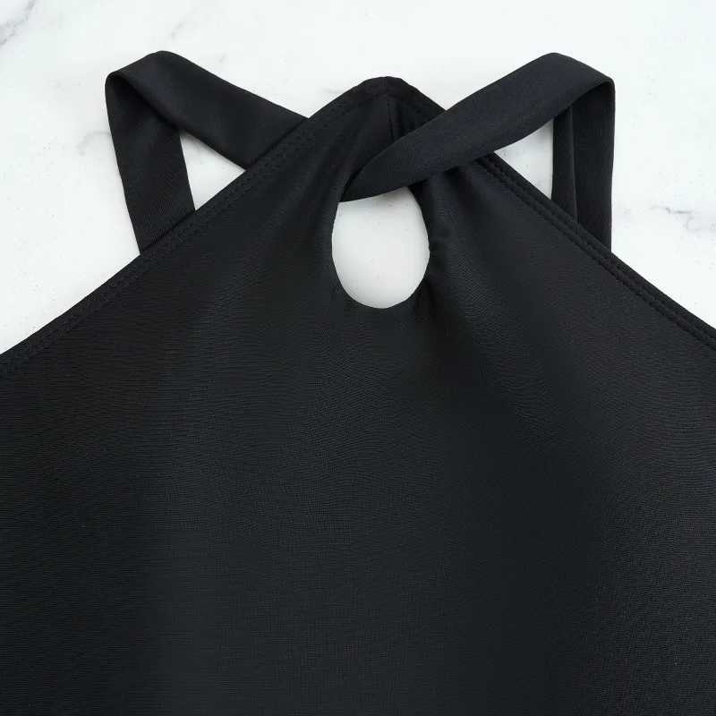 Black Girls One Piece Swimsuit 8-12 Year Kids Swim Suit Teenage Childrens Swimwear 2025 High Neck Bathing Suits Beach Bodysuit Z250214