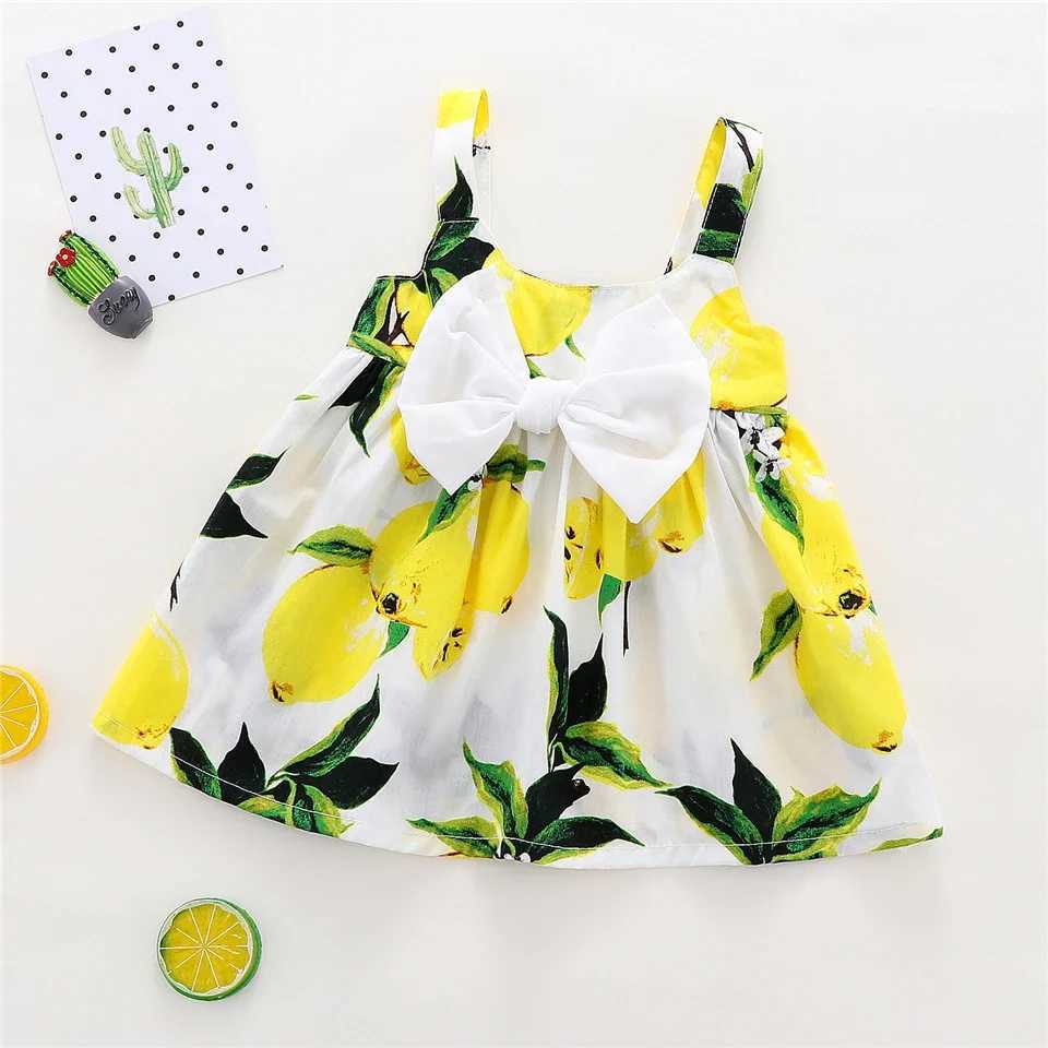 New Cute Printed Sleeveless Newborn Princess Dress Summer Baby Girl Dress Big Bow Baby Girl Birthday Dress Baby Girl Clothes Z250214