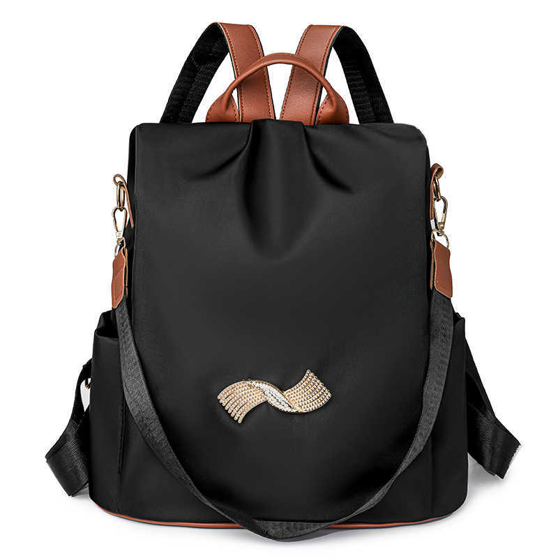 Anti theft backpack for women new trend simple contrasting color large capacity casual womens backpack womens bag