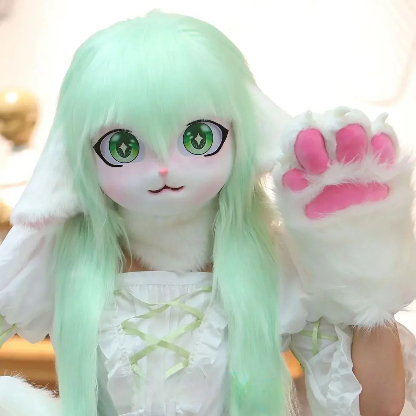 Furry Kigurumi Head Base Cosplay Costume Rabbit Doll Cat Kig Head Mask Headset Party Animal Costume Performance Prop Kid Gift 250213