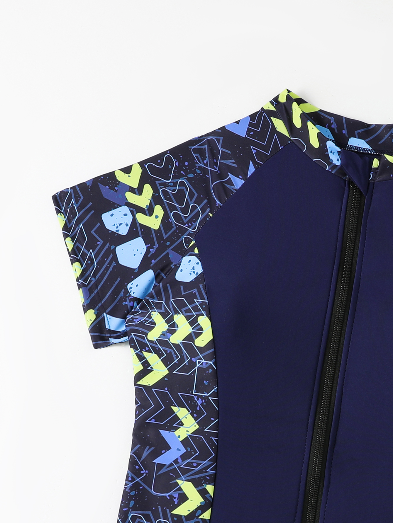 Women's Short Sleeves Boyleg One Piece Rash Guard with Built in Bra UPF50+ Zip Long Sleeve Full Body Modest Swimsuit