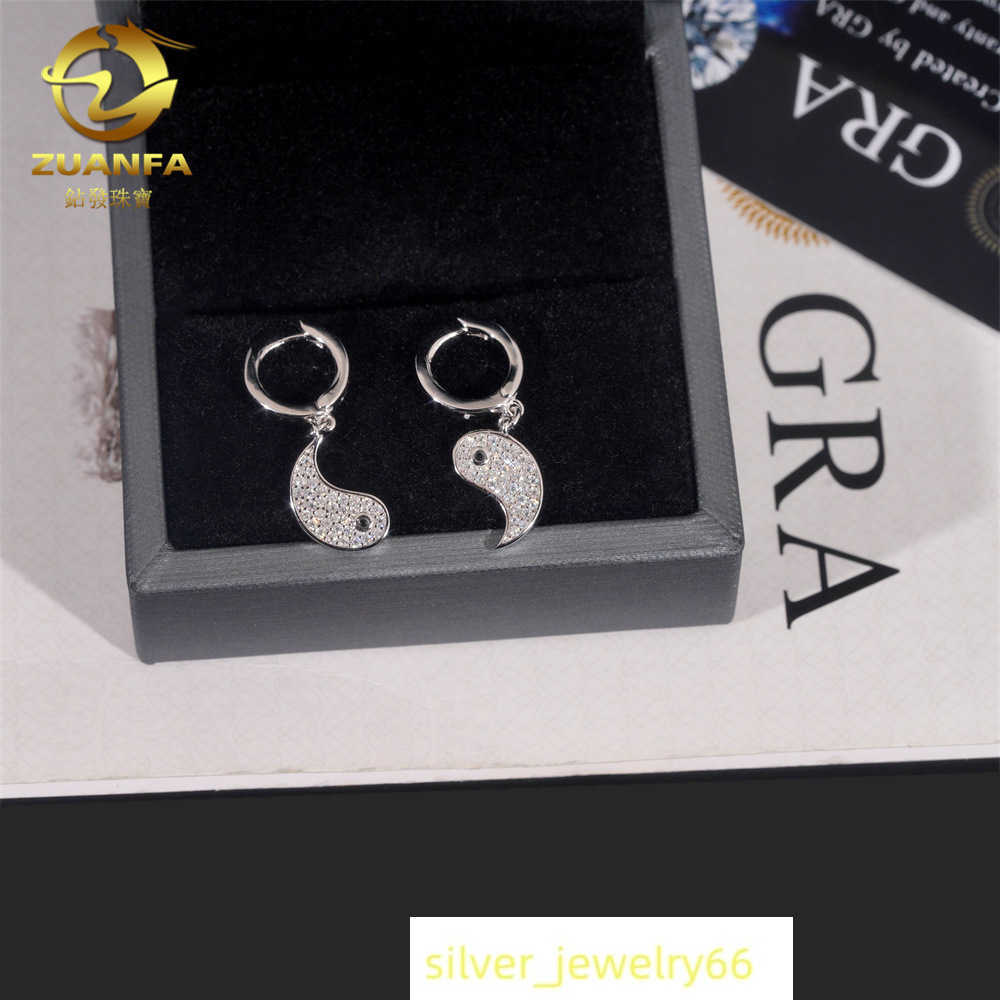 Diamond Hair 2025 New Mens and Womens Hip Hop S925 Silver Set Mozambique Earrings