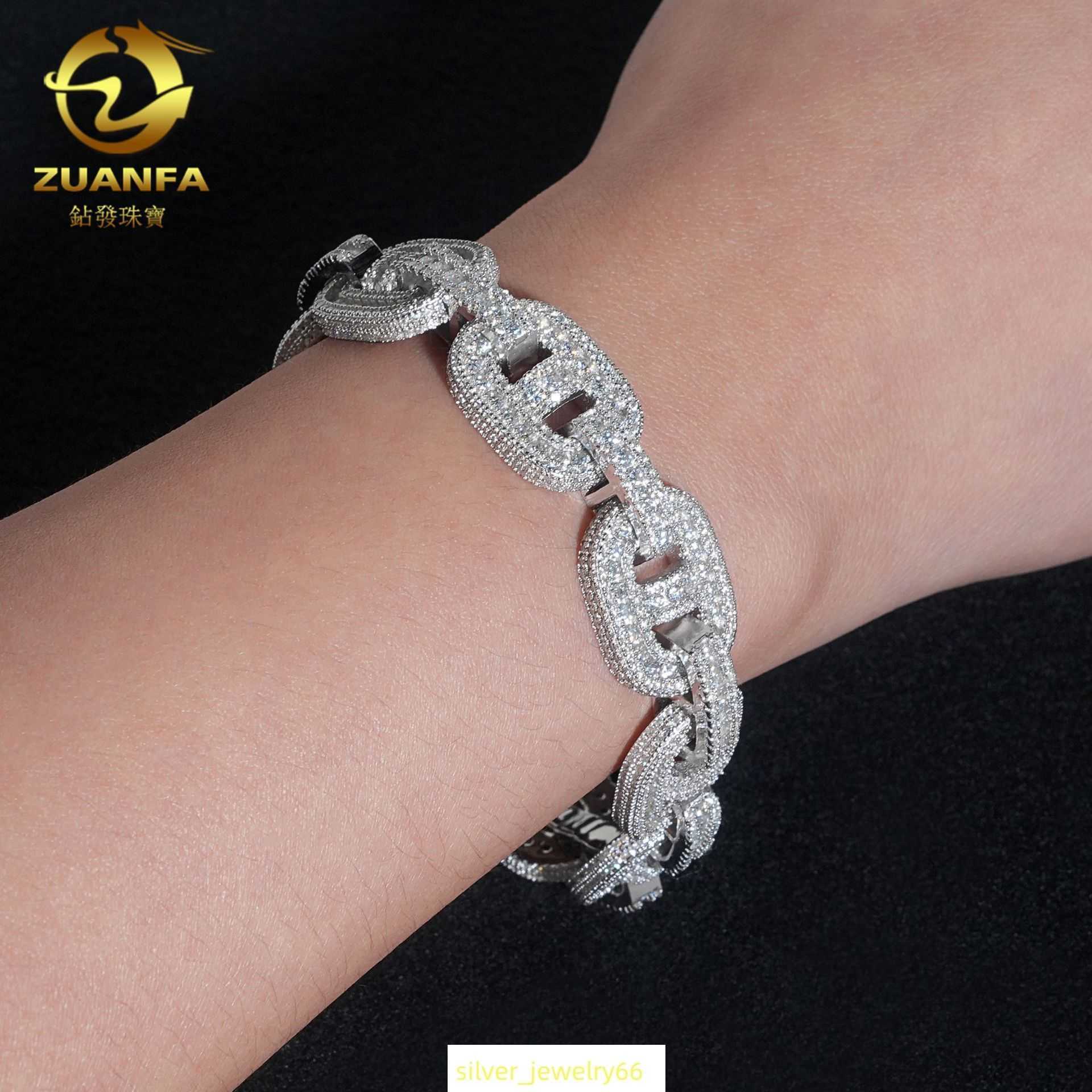 Diamond Hair Selection 15mm Bazin Chain S925 Silver Moissanite Mens Hip Hop Necklace Personalized Bracelet