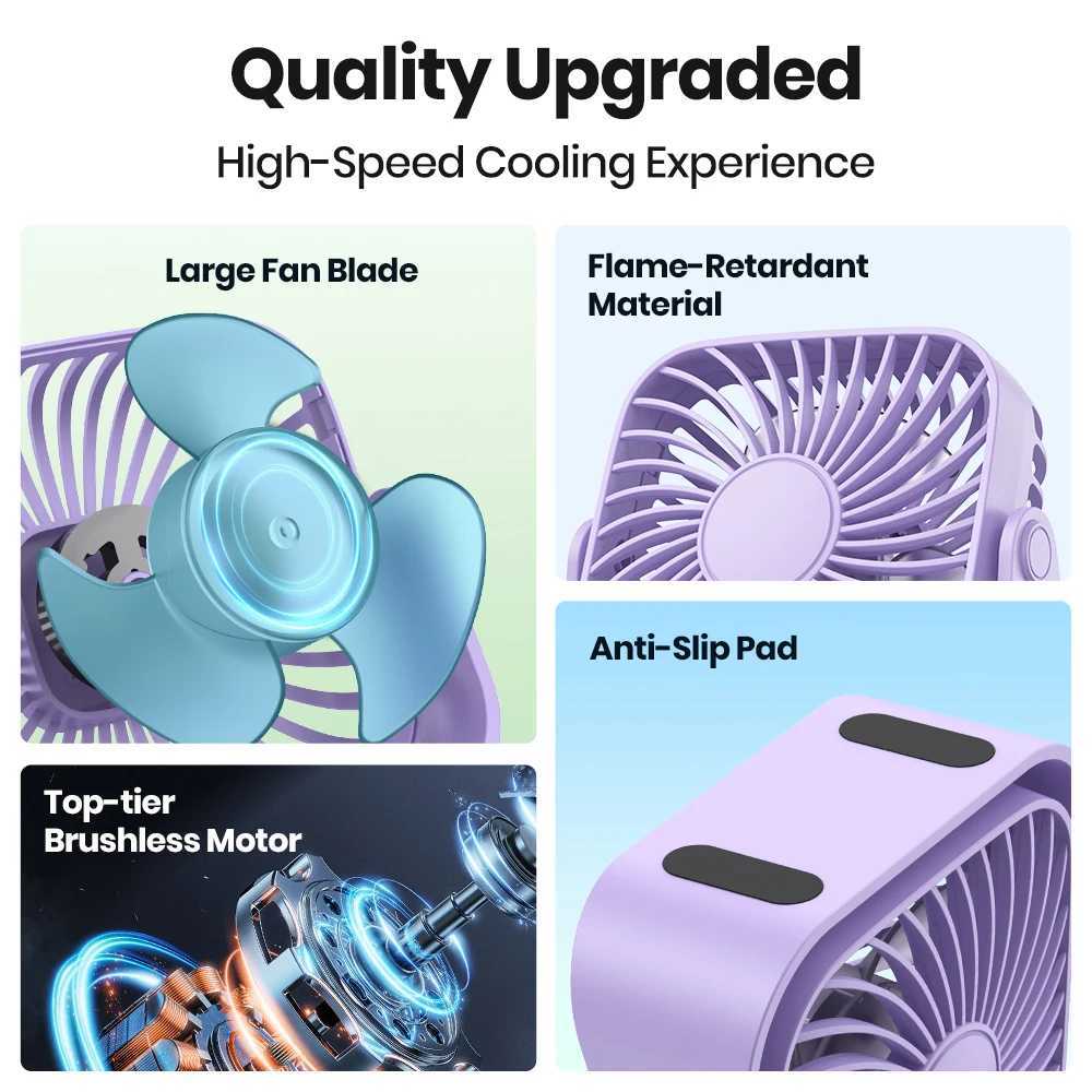 TOPK 4Inch USB Mini Desk Fan3 Speeds Quiet Portable Desktop Table Fan360Adjustment Personal Small Fan for Bedroom Home Offic Z250214