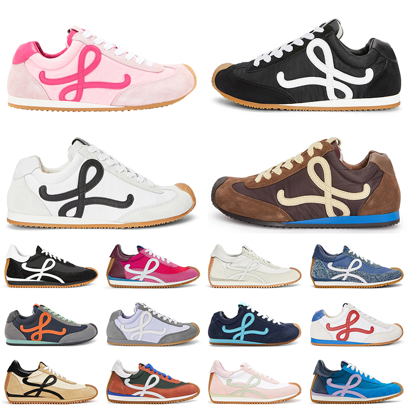 Fashion Top Quality Ballet Runner 2.0 Flow Runners Designer Casual Shoes Sneakers Black White Pink Nylon Suede Calfskin Mens Womens Jogging Walking Sports Trainers