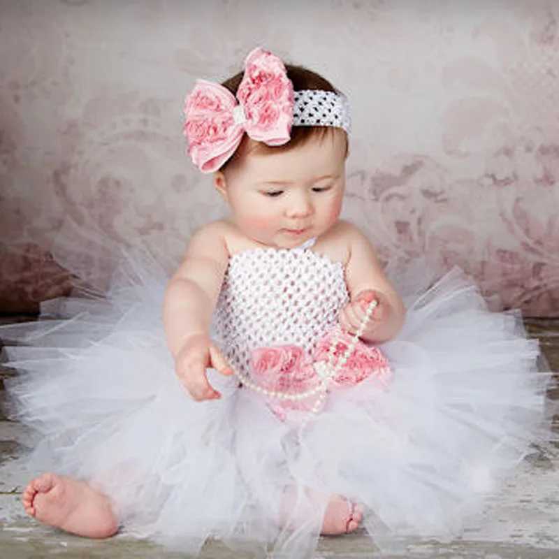 Toddler Girls Fancy Princess Tutu Dress Holiday Flower Double Layers Fluffy Baby Dress with Headband Photo Props TS044 Z250214