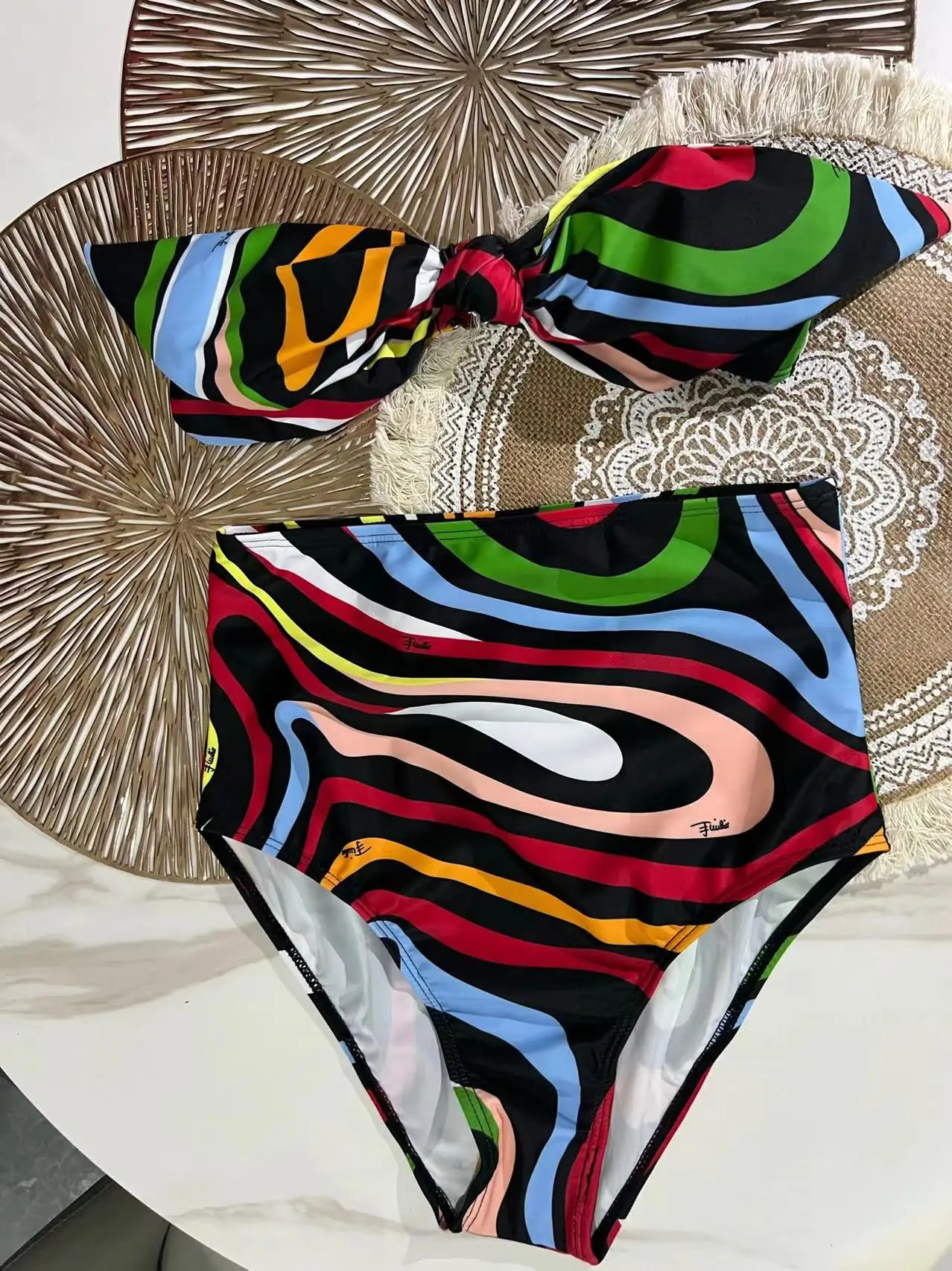 2025 High Waist Bikini Bow Bikinis Women Swimwear With Skirt Beachwear Colorful Bathsuit 250213