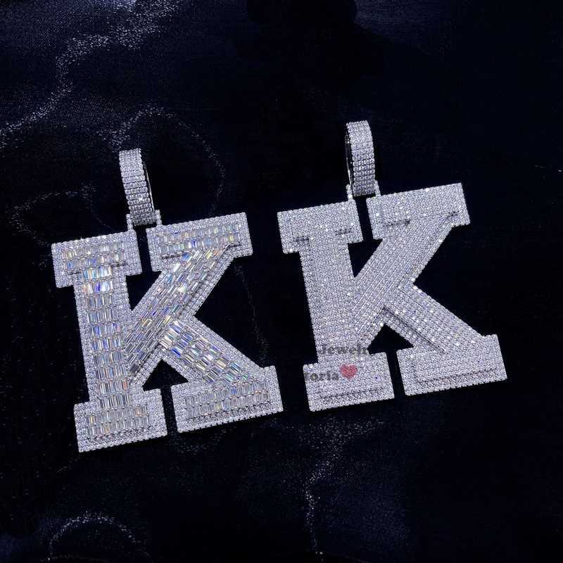 Hip Hop Iced Out 13MM Cuban Chain VVS Moissanite Custom 3D Initial Pendant