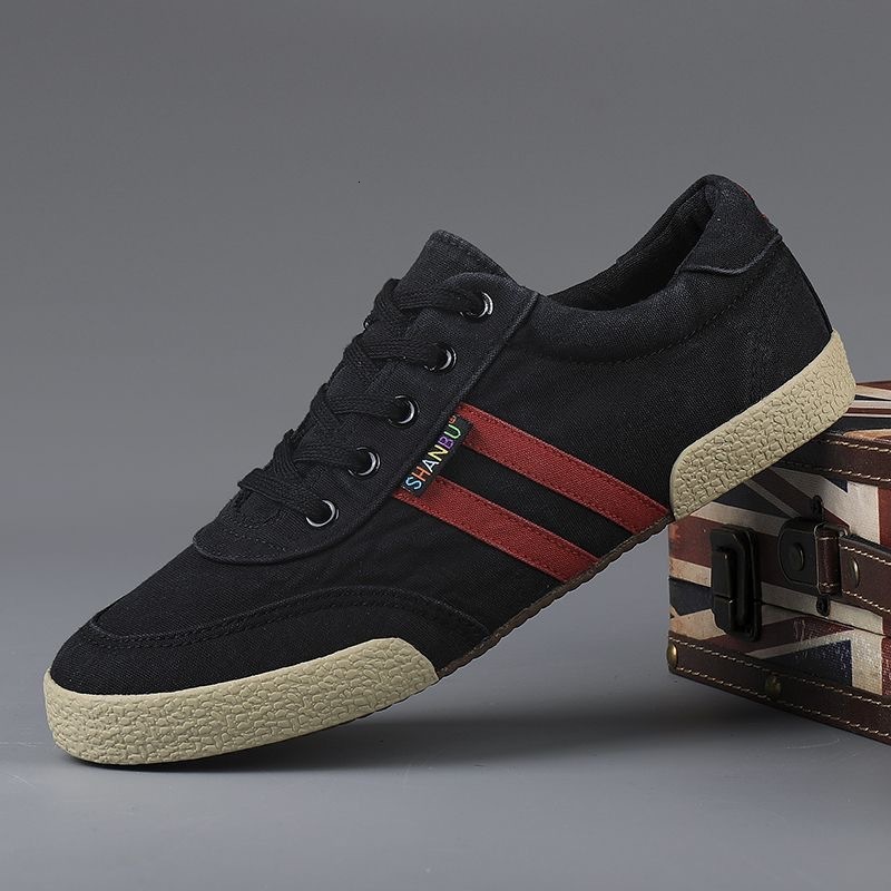 2025 Spring New Men's Low Top Canvas Korean Edition Classic Student Casual Flat Bottom Lace Breathable Board Shoes