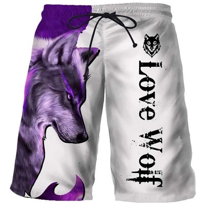 Tiger Lion Wolf Hawaiian Mens Male Jogger Mens Designer Shorts Quick Dry Beach Summer Sports Gym Sexy Bodybuilding Pour HommeXJ250213