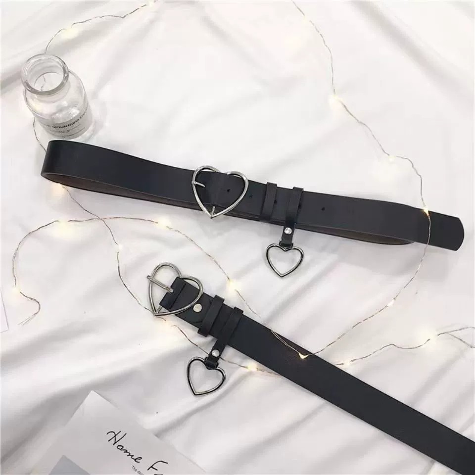 Heart pin buckle teenage girls Harajuku fashion jeans belt cute waist love belt simple versatile heart-shaped