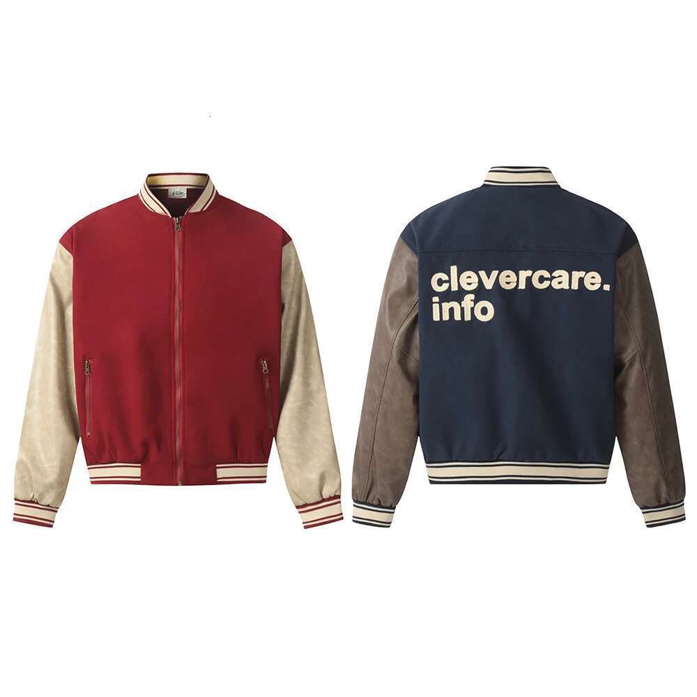 Vintage Letter Embroidery Color Match Windbreaker Jacket For Men And Women Stand Patchwork Winter Coat Oversized Thick Clothes