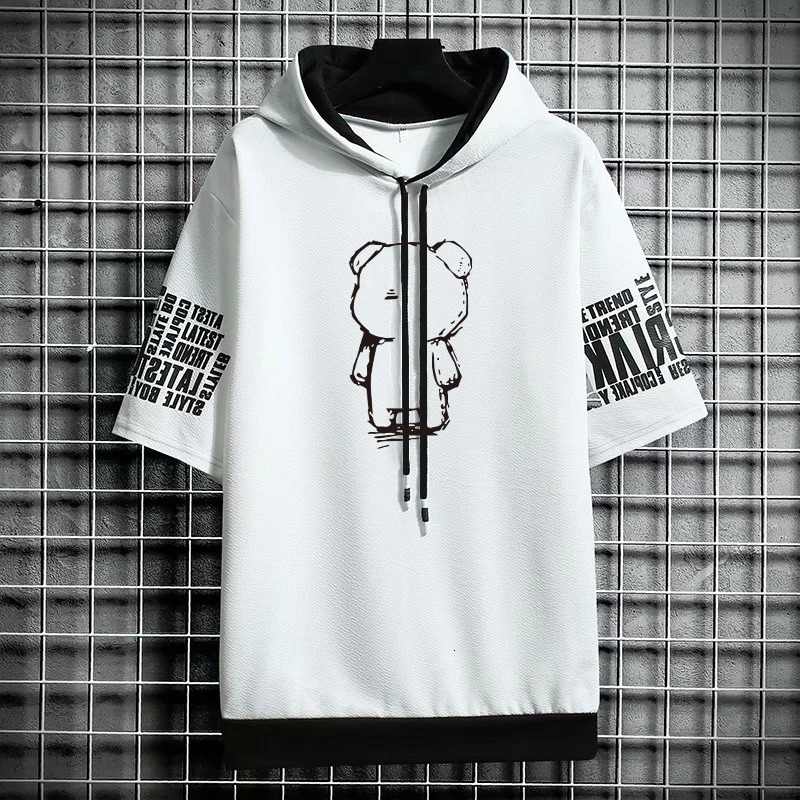 T Shirt for Men Clothing Streetwear Oversized Hoodies Korea Casual Hat T-shirt Print Graphic Tshirt Anime Sports Gym Hoodie 250213