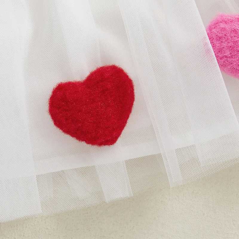 Toddler Baby Girl Valentines Day Outfit 3D Plush Heart Sleeveless Layered Tulle Tutu Dress Suspenders Summer Clothes Z250214