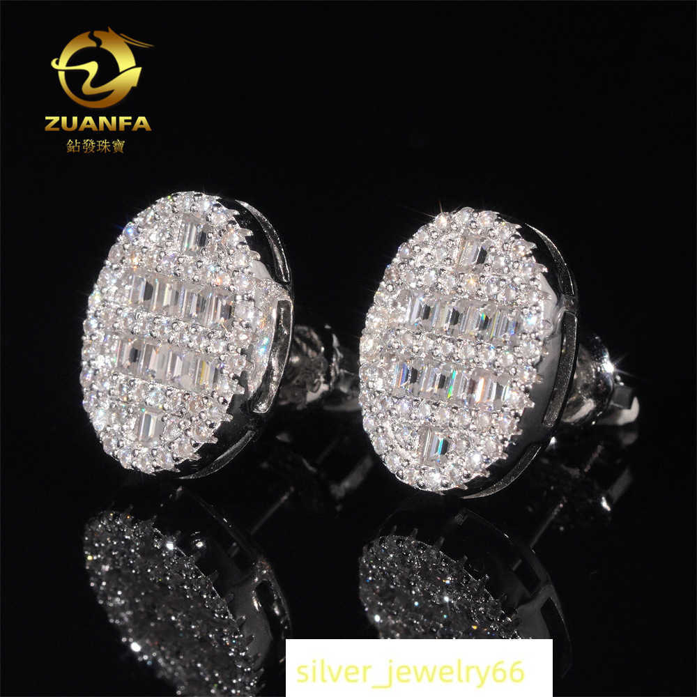 New Mens and Womens Cross Earrings S925 Silver Inlaid Moissan Hip Hop Earrings