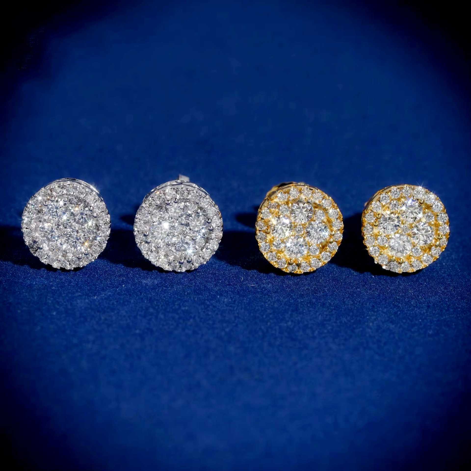 Hot selling round 925 silver moissanite fashionable earrings for men and women can pass the test