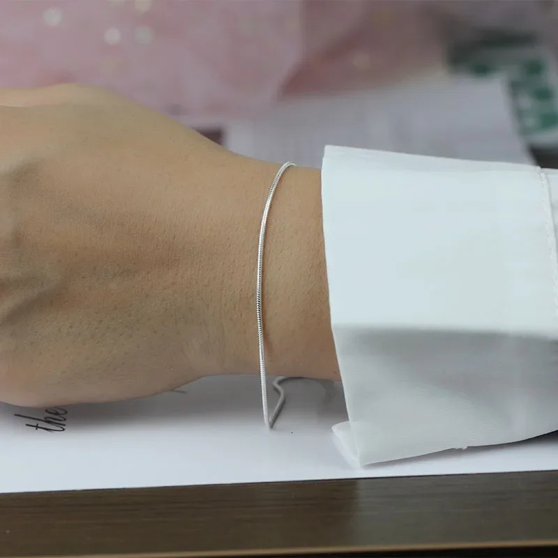 TrustDavis 925 Sterling Silver Fashion Snake Chain Bracelet Womens Valentines Day Birthday Jewelry DA1217 250110