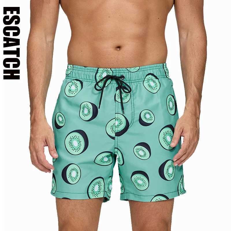 Escatch 2025 Summer New Mens Shorts Polyester Quick Dry Board Mesh Liner Side Pockets Run Gym Swimsuit Surf Swim Trunks For Man W250214