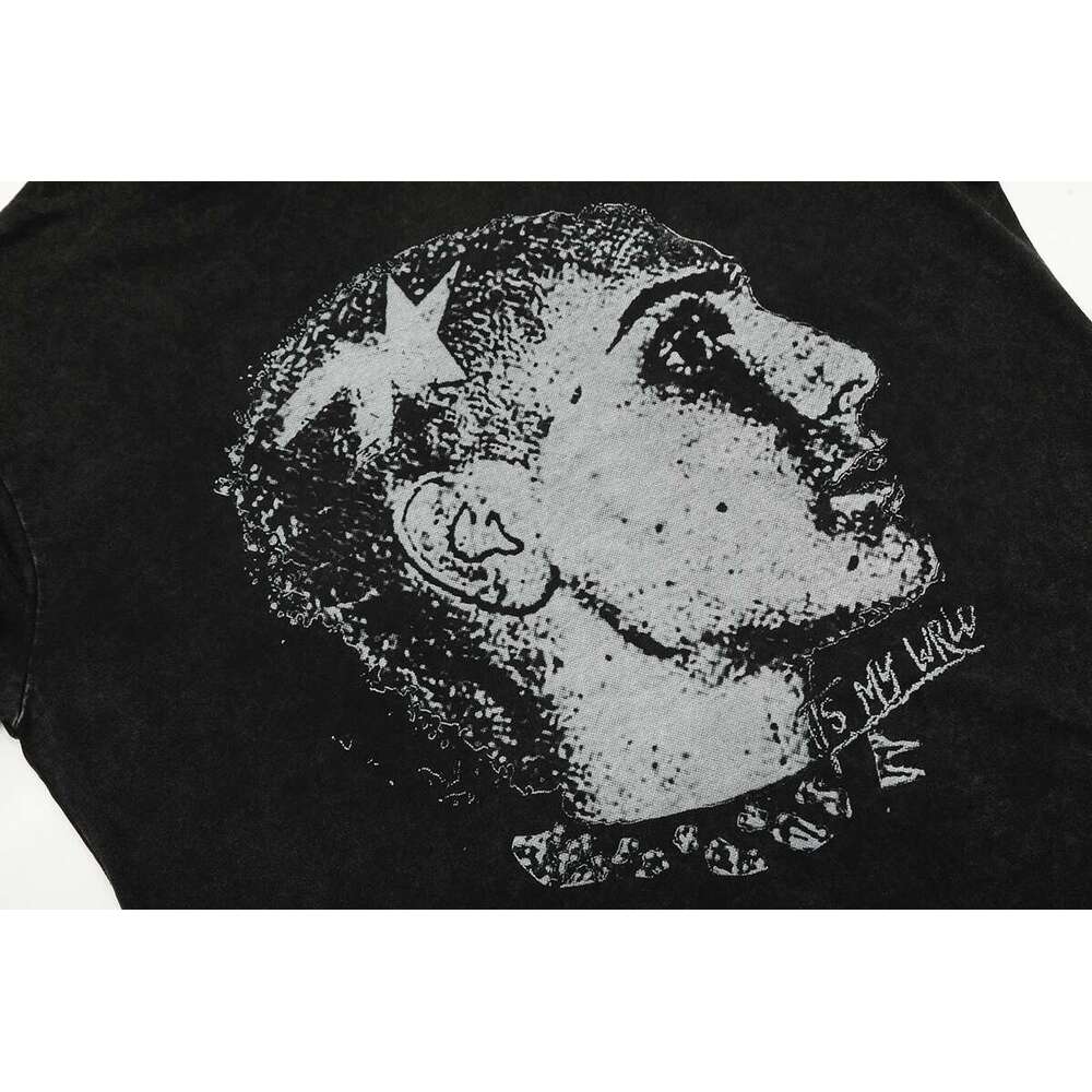 Women Character Digital Print Long Sleeve Tshirts For Men Vintage Crew Neck Cotton Casual Loose Top Tees Oversized Fall T Shirt