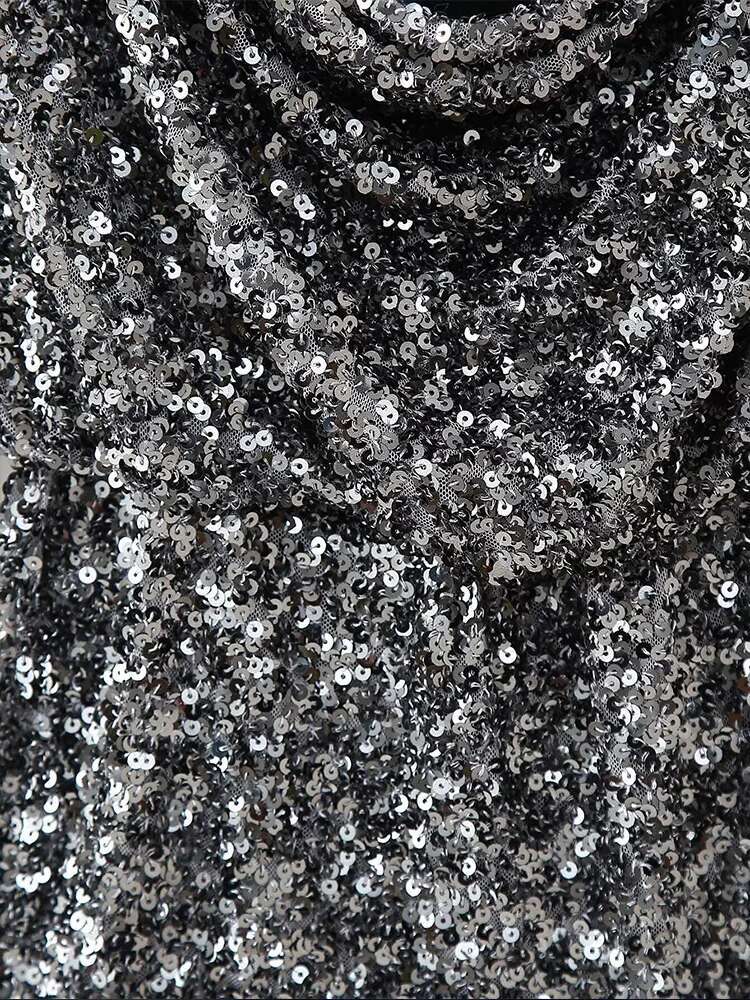 2025 Autumn Winter New Arrivals Women's Collection Sequined Backless Long Sleeve Short Dress