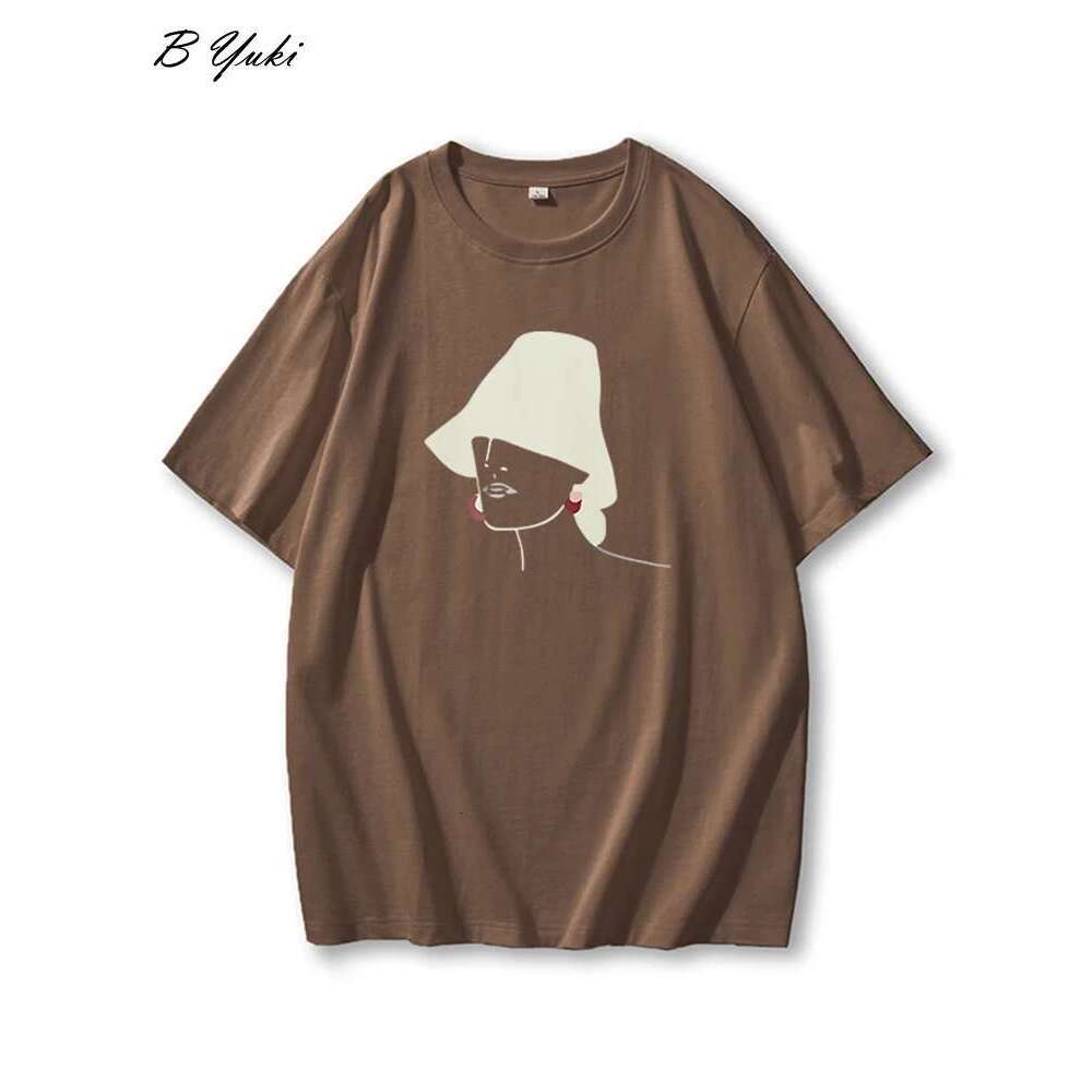Bluki Simple Loose Graphic T-Shirts Women 2023 Summer Cotton O-Neck Short Sleeve Tees Female Plus Size All-Match Basic Tops