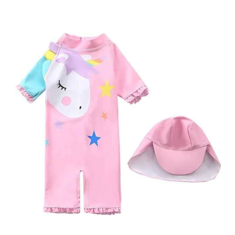 Happyflute 7-24kg Boy Girls One Piece Long Sleeve Swimsuit Cute Baby Princess Swim Cloth Z250214