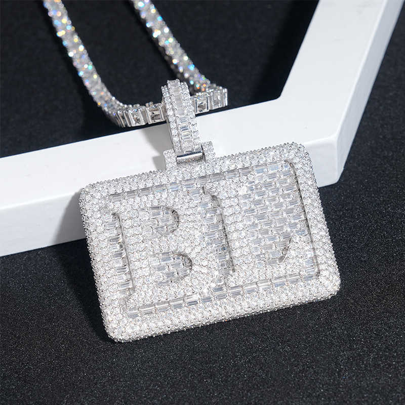 Diamond Hair New Personalized Hang Tag Letter Pendant D Color Moissanite Full Set 925 Silver Trendy Essential Hip Hop Jewelry