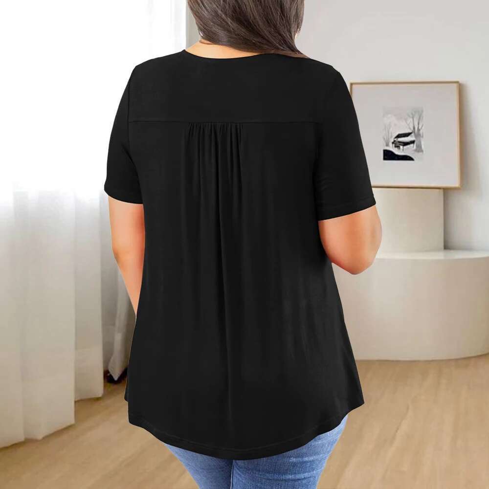 Plus Women's Tops 2024 Summer Large Size Basic T-Shirt Tee Solid Color Casual Korean Pullover Shirt For Female Clothing