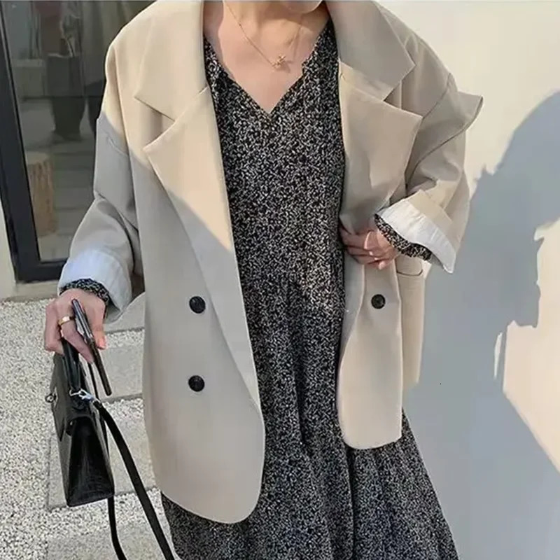 Oversize Blazers Women Fall Long Sleeve Black Suit Streetwear Korean Loose Jacket Spring Autumn Coat Double Breasted outwea 250213