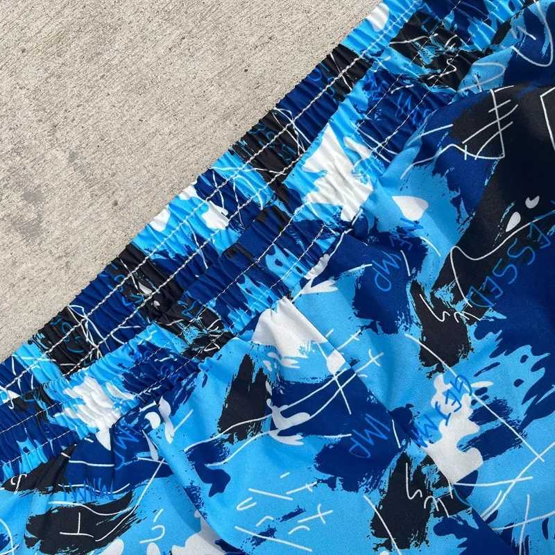 Swimming pants mens anti awkward loose large quick drying swimsuit mens beach pants soaking hot spring double-layer W250214
